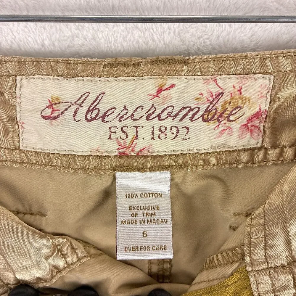 VTG Abercrombie & Fitch Pants Womens 6 Brown Cargo Paratrooper Rave Skate Y2K